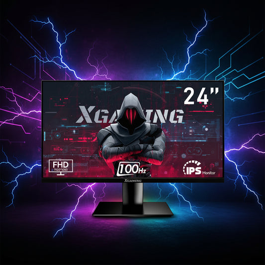 XGaming 24 Inch Monitor FHD 100Hz 1080P IPS 16:9 Frameless Computer Monitor 99% sRGB Low Blue Light Eye Care FreeSync PC Screen Built-in Speakers HDMI VGA Display VESA Tilt Adjustable Black
